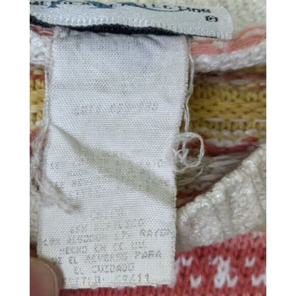 AMERICAN COLLECTION - WOMEN'S CORAL ORANGE STRIPED SHORT SLEEVE PULLOVER SWEATER - Picture 9 of 12